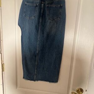 Blue Denim Pencil Skirt slit!! No Stretch..